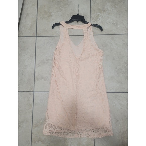 Pink Lace Dress Sleeveless V Neck Party Cocktail Dress Summer - Picture 3 of 5